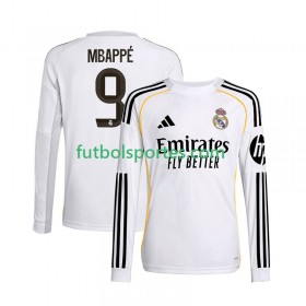 Camiseta Real Madrid Kylian Mbappé 9 Primera Equipación 2025/2026 Manga Larga